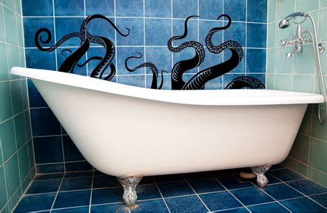 Kraken Small Dark Things Bathroom Vinyl Octopus Bathroom Nautical