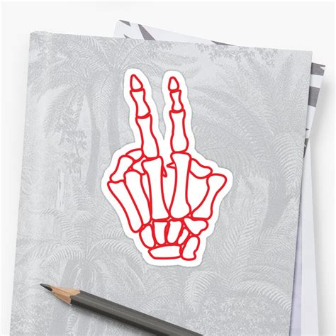 Skeleton Hand Peace Sign Sticker By Kdibias14 Redbubble
