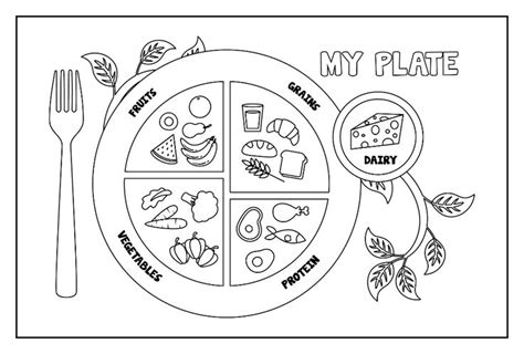 A Plate With Different Foods On It And The Words My Plate Above It
