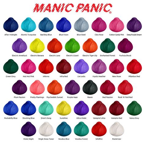 Manic Panic Color Chart Manic Panic Colors Manic Panic Hair Dye Bold