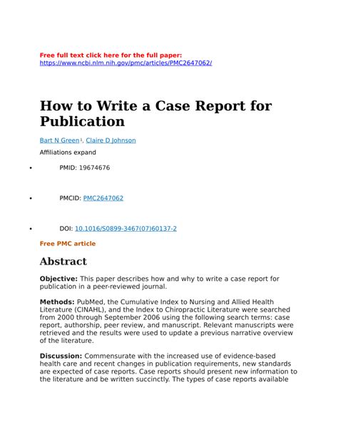 Pdf How To Write A Case Report For Publication