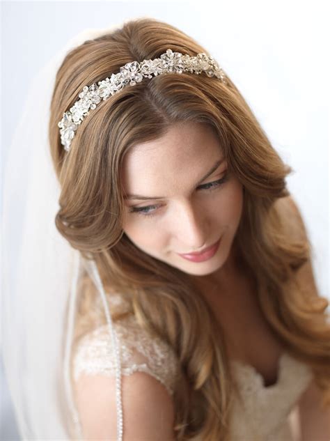 swarovski crystal bridal headband silver rhinestone bridal etsy