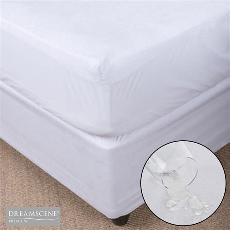 double bed size fitted waterproof terry towel towelling mattress protector cover mattress