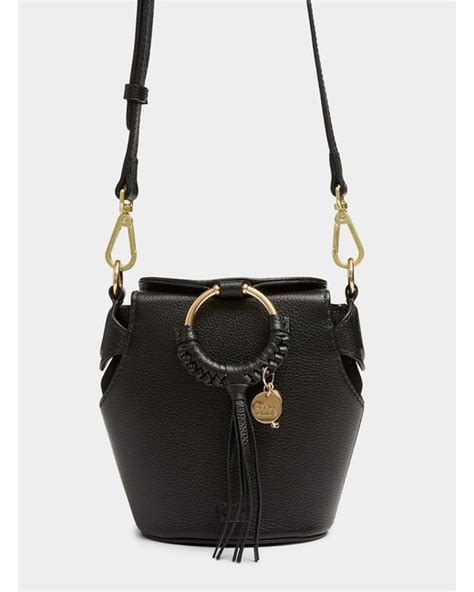 See By Chloé Joan Pebbled Leather Bucket Bag In Black Lyst
