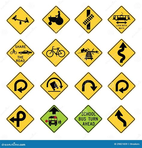 Traffic Warning Signs In The United States Cartoon Vector