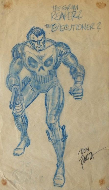 First Sketch Of Marvels The Punisher By John Romita Sr Dibujos