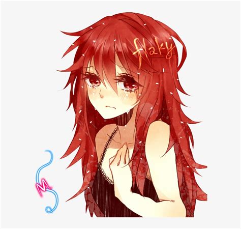 Anime Girl Red Hair Sad Transparent Png 600x700 Free Download On Nicepng