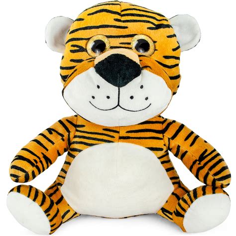 Super Soft Plush Big Glitter Eye Tiger Stuffed Animal Toy 14 Inch