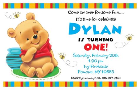 Free Printable Winnie The Pooh Invitations For 1st Birthday Template