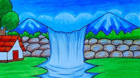 How To Make Beautiful Pictures Of A Mountain And Fountain Drawing