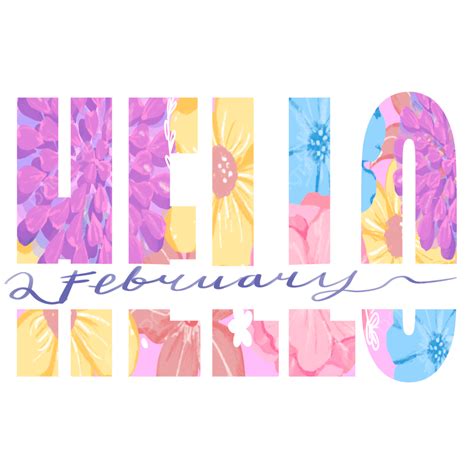 Hello February Hd Transparent Hello February Text With Romantic Floral