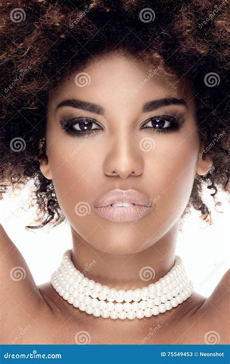 Portrait Of African American Girl In Pearls Stock Image Image Of