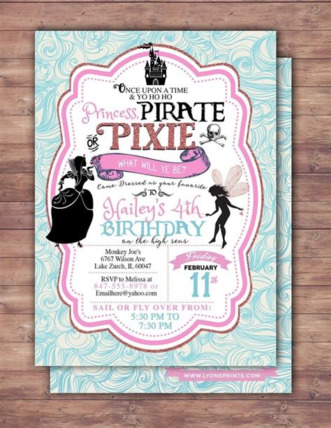 Pirates And Pixie Party Invitations Pirate Princess Pixie