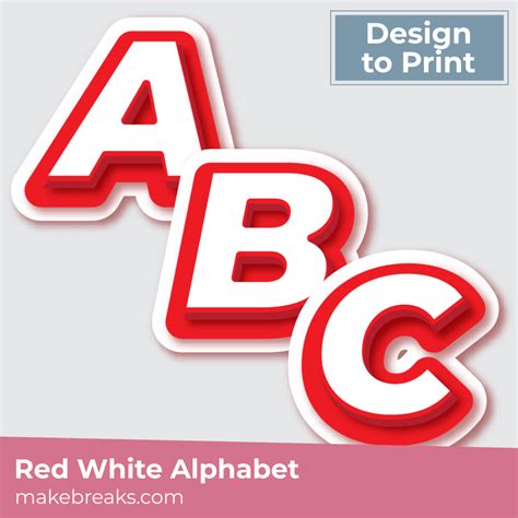 Free Printable Red And White Alphabet Letters Make Breaks