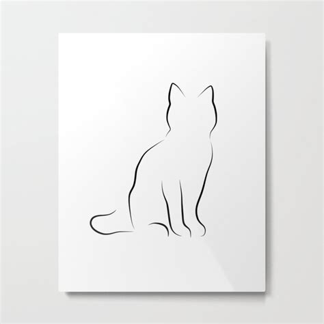 Minimalist Cat Line Drawing Metal Print By Peach On A Windowsill Society6