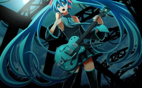 Hd Wallpaper Vocaloid Hatsune Miku Guitar Anime Girls One Person