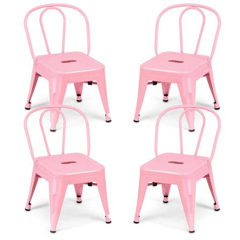 Gymax Set of 4 Stackable Stool Tolix Style Kids Children ...
