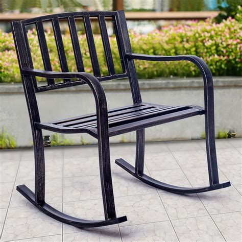 Giantex Patio Metal Porch Rocking Chair Seat Deck Outdoor Backyard
