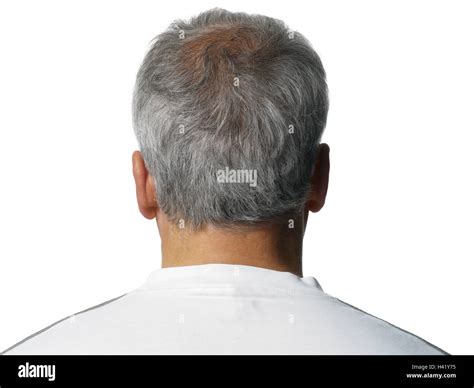 Man Grey Haired Middle Old Person Head Back View Colour Of Hair