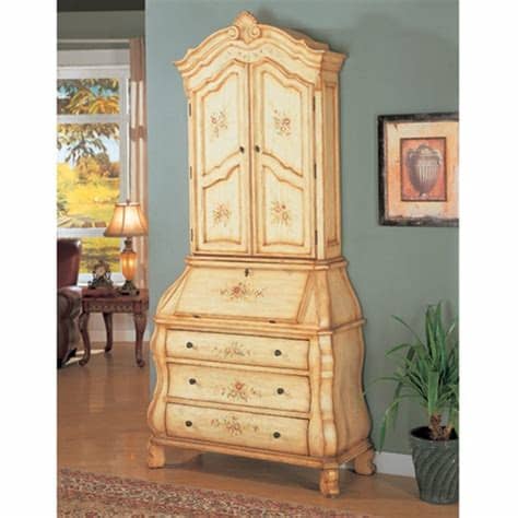 Perfect for a traditional bedroom, bound to spice up the room with its unique, provincial appearance and vibrant color. Secretary Computer Desk with Hutch in Antique White Finish ...
