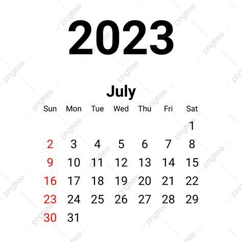 Calendrier Minimaliste De Juillet 2023 Png Calendrier Minimaliste De