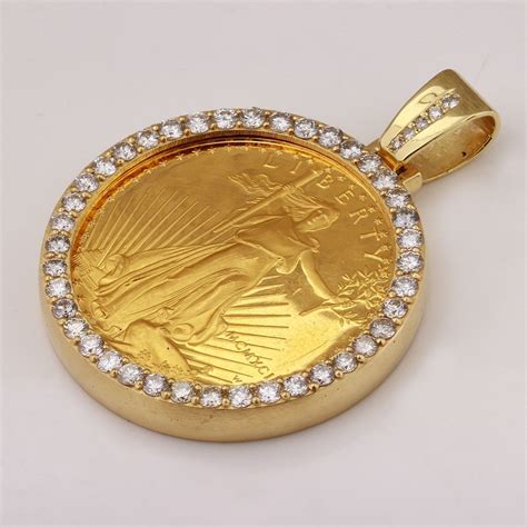 1991 1 Oz Gold American Eagle Bu Mcmxci And 330ct Diamond Coin Pendant