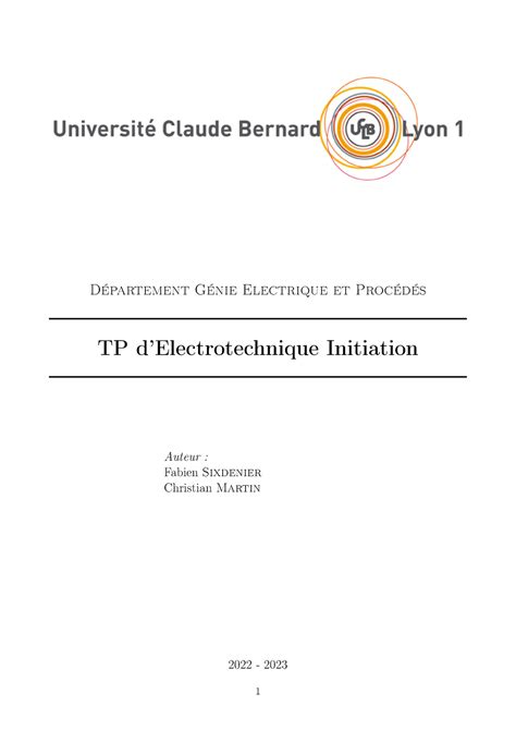 Poly Tp Et Polycopi Pour Tp D Partement G Nie Electrique Et