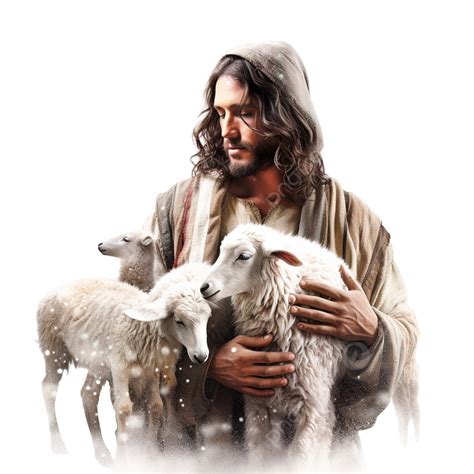 Christmas Card Celebration Concept With Jesus Christ And His Sheep