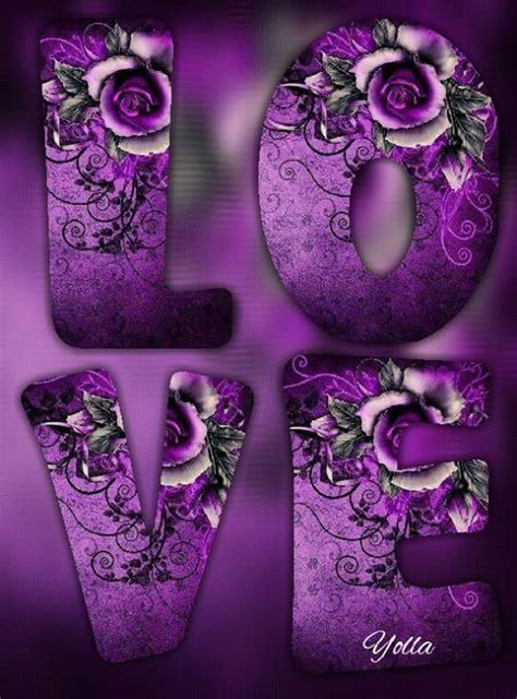 The Word Love Is Made Up Of Purple Roses