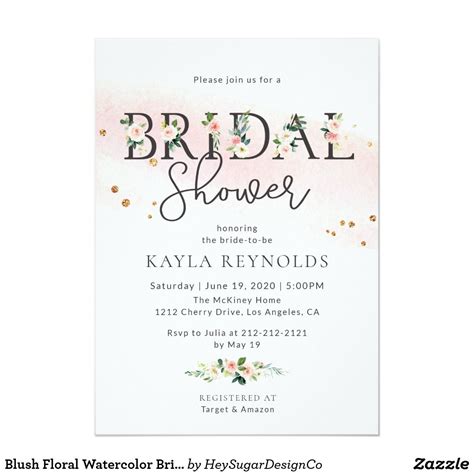 blush floral watercolor bridal shower invitation shabby chic invitations bridal shower