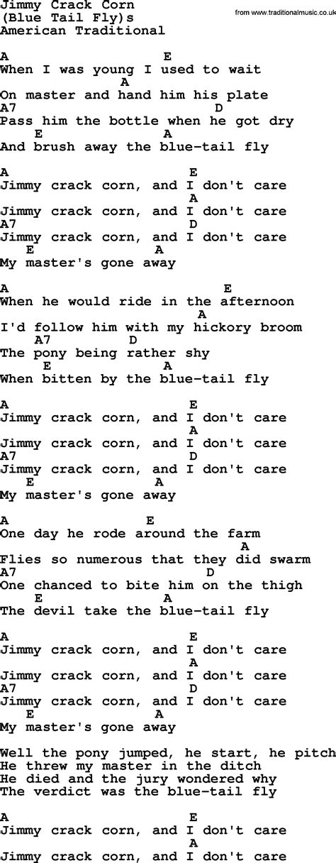 Top 1000 Folk And Old Time Songs Collection Jimmy Crack Corn Lyrics