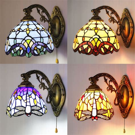 Baroque Stained Glass Wall Light Vintage Tiffany Wall Mount Lamp