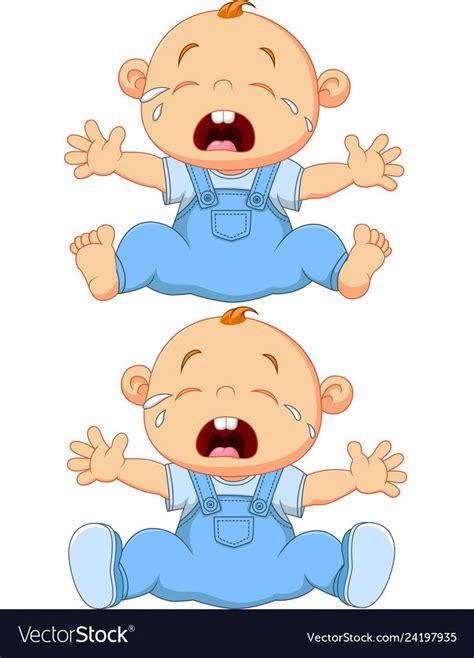 Cartoon Crying Baby Twins Isolated Vector Image On Vectorstock Baby