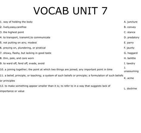 Vocab Unit 7 Worksheet Wordmint