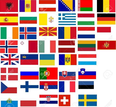 Drapeaux De Tous Les Pays Européens Illustration Sur Fond Blanc