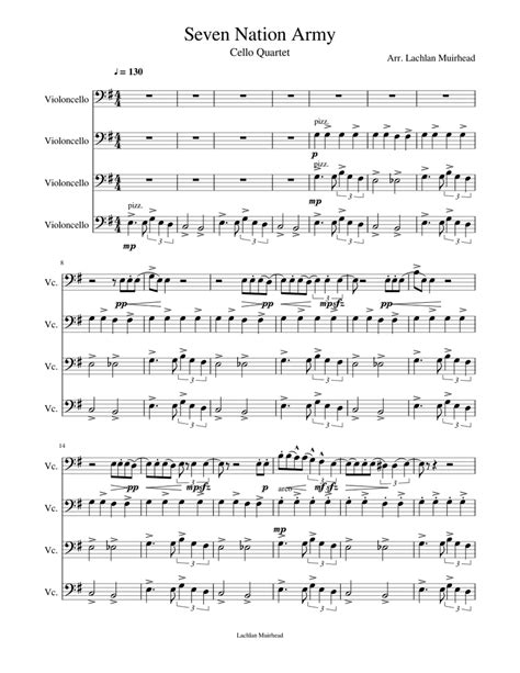 7 Nation Army Cello Sheet Music Army Military