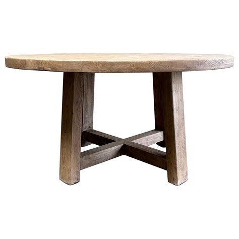 Natural Reclaimed Wood Large Round Pedestal Table At 1stdibs