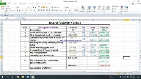 It also (ideally) details the terms and conditions of the construction or repair contract and itemizes all work to enable a contractor to price the work for which. How to prepare Bill of Quantities (BOQ)// - YouTube