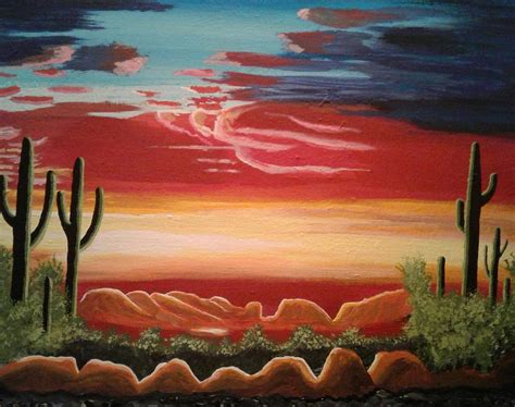 Arizona Desert Sunset Painting By Julie Reid Fine Art America
