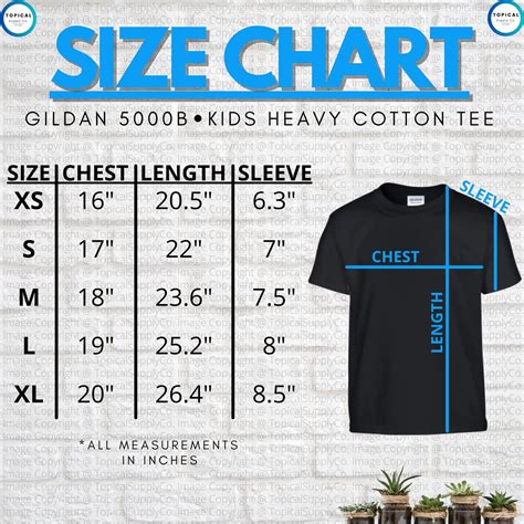 HQ Gildan 5000B Size Chart Gildan 5000B Kids Heavy Cotton | Etsy