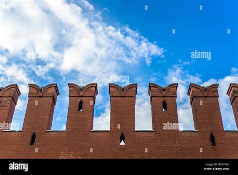 Russia Red Square Moscow Kremlin Wall Architecture Element Stock