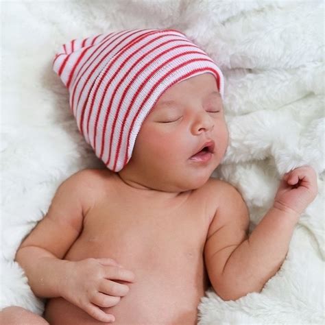 Newborn Caps And Hats Red And White Two Ply Newborn Hospital Hat Bc