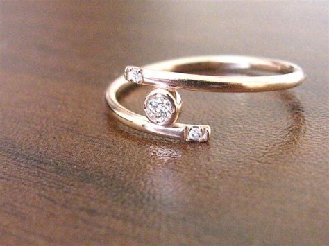 Dainty Ring Diamond K Solid Gold Promise Ring Wedding Ring Etsy