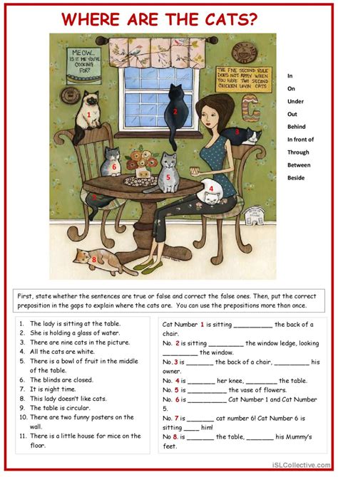 Where Are The Cats Pictur English Esl Worksheets Pdf And Doc