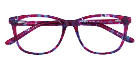 women s rectangle eyeglasses full frame plastic purple tortoise fz1269