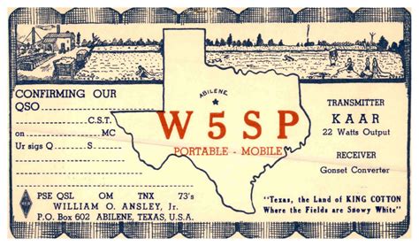 Ham Radio Qsl Card From William O Ansley Jr The Portal To Texas History