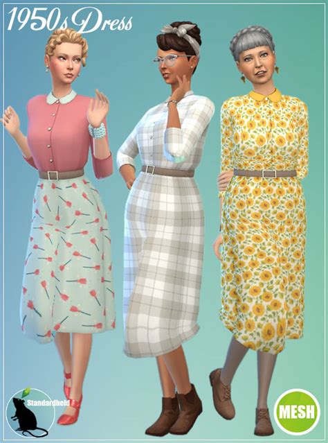 1950s Dress Recolor Sims 4 Dresses Sims 4 Sims 4 Clothing