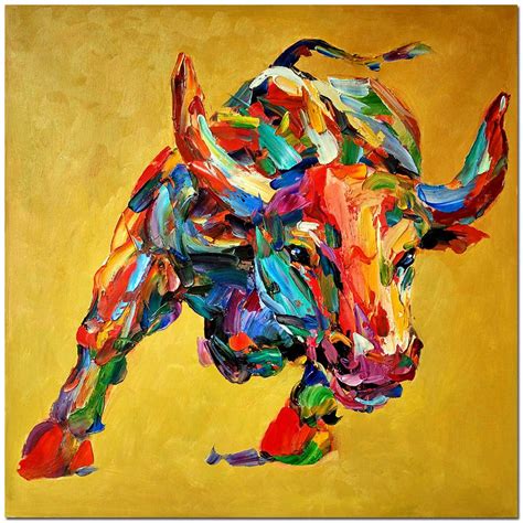 Hand Painted Impressionist Bull Oil Painting On Canvas Etsy Canada