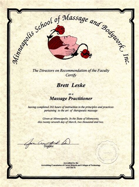 My Massage School Certificate From Msmb Brett Curtis Massage Therapy
