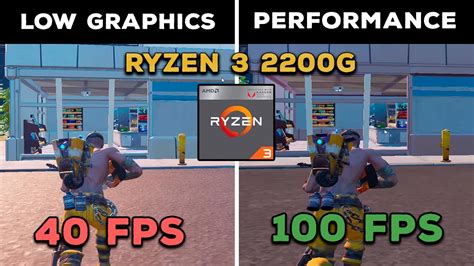 Fortnite Low Settings Vs Performance Mode Ryzen 3 2200g Youtube